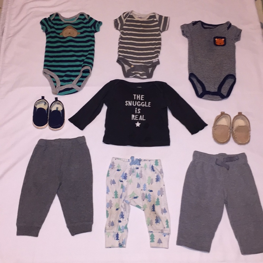 Baby boy clothes and shoes set